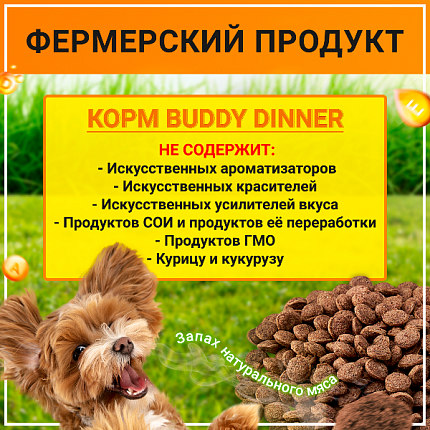 Корм для собак всех пород Buddy Dinner Orange Line с говядиной, 6 кг