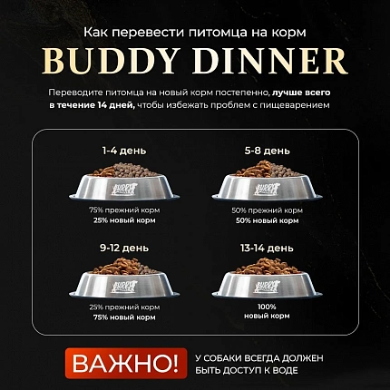 Корм для собак мелких пород Buddy Dinner Green Line с лососем, 3 кг + 1 кг