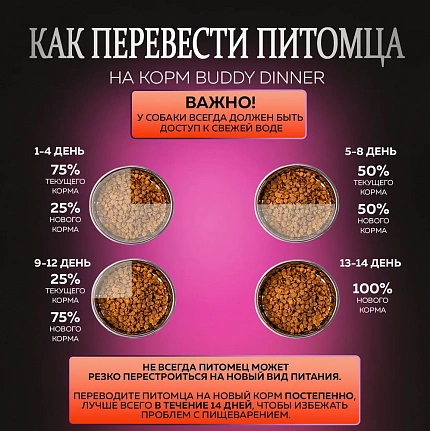 Корм для собак мелких пород Buddy Dinner Orange Line с лососем, 20 кг