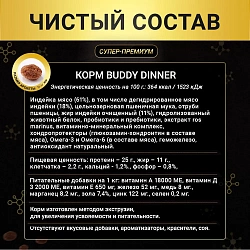 Корм для собак всех пород Buddy Dinner Gold Line с индейкой, 10 кг