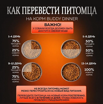 Корм для собак всех пород Buddy Dinner Orange Line с лососем, 6 кг